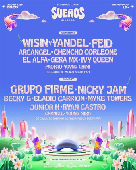 Suenos music festival - A new Latin music festival is headed to the Windy City. On Tuesday, the Sueños Music Festival announced Ozuna, J Balvin, and Wisin y Yandel as headliners for the brand-new festival at Grant Park ...